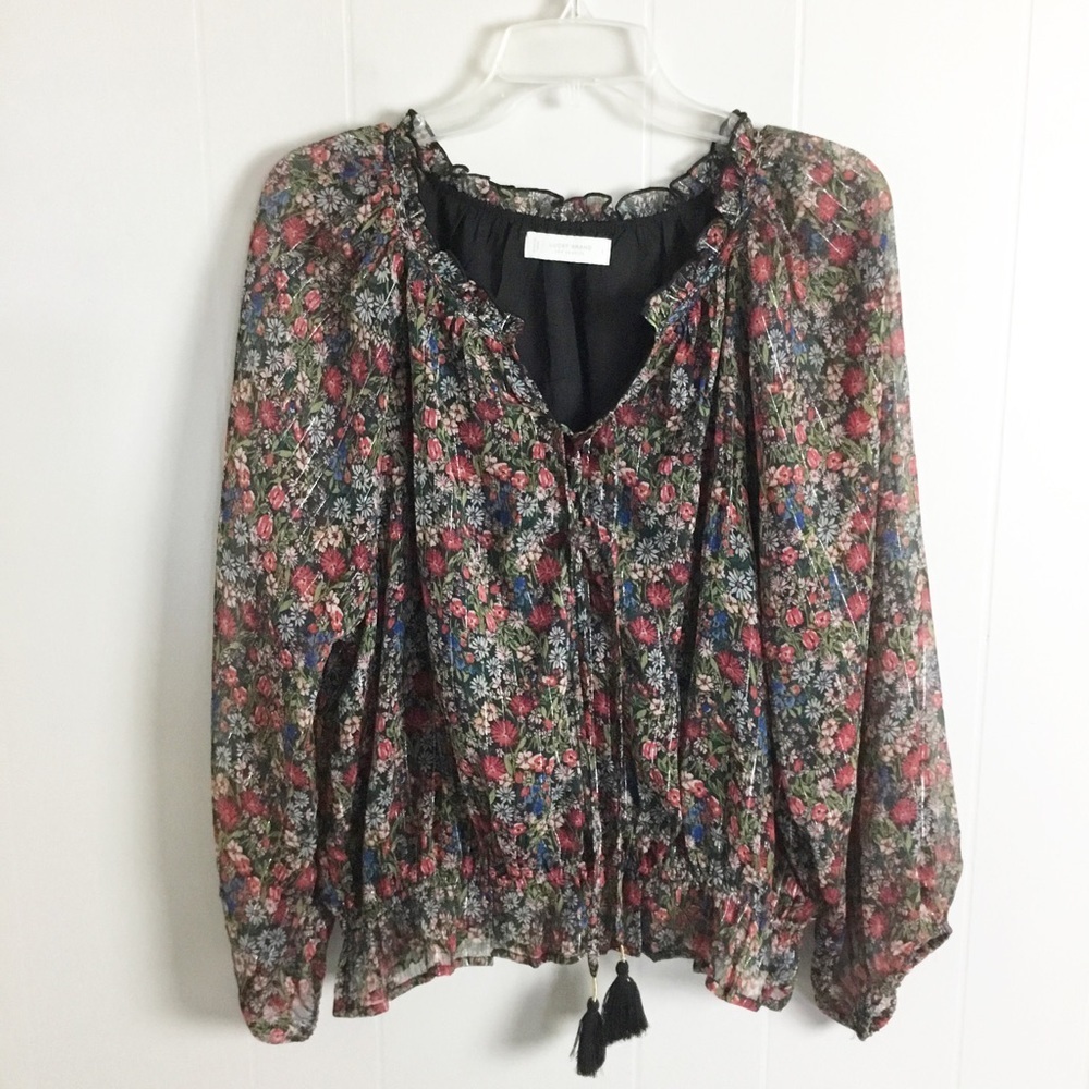 Lucky Brand Floral 3/4 Sleeve Top Size Large
